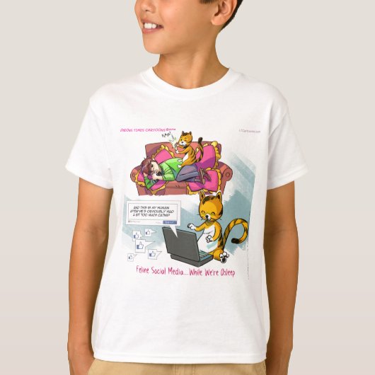 猫のソーシャルメディア面白グッズ Tシャツ (正面)