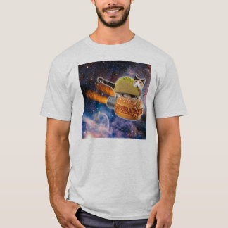 猫のタコスの乗馬サンドイッチロケット Tシャツ
