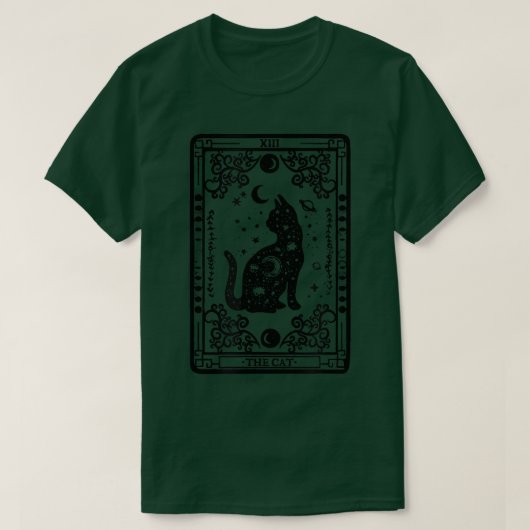 猫のタロットカードハロウィーンの衣装猫好き Tシャツ (デザイン正面)
