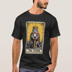 猫のタロットカード 塔 猫の爪とぎポスト ツリー Tシャツ