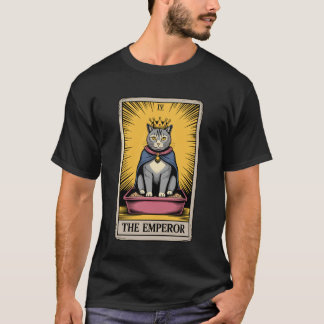 猫のタロットカード 皇帝 かわいい猫のトイレ箱 楽しい Tシャツ
