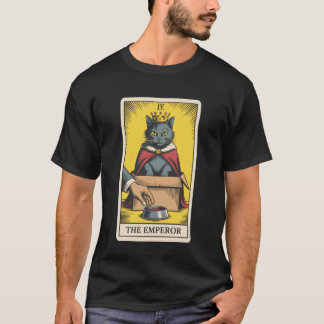 猫のタロットカード 皇帝 箱入り猫好きさんにぴったりな面白いデザイン Tシャツ