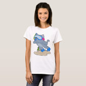 猫のダイバー スノーケルダイビング Tシャツ (正面フル)