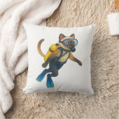 猫のダイバー 海に潜る クッション (ブランケット)