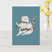 猫のダジャレ：メリーなクリスマスを カード (黄色い花)