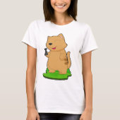 猫のチェス駒 ルーク チェス Tシャツ (正面)