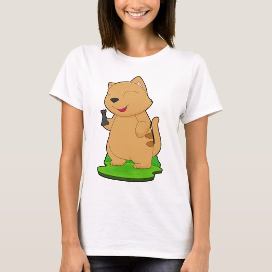猫のチェス駒 ルーク チェス Tシャツ (正面)