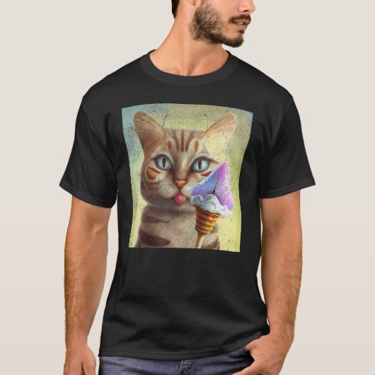 猫のチョウチョアイスクリーム Tシャツ (正面)