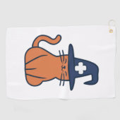 猫のツイストで秋を祝う – One Spooky Nu ゴルフタオル (横)