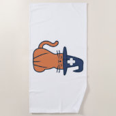 猫のツイストで秋を祝う – One Spooky Nu ビーチタオル (正面)