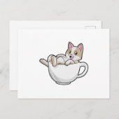 猫のティーカップ ポストカード (正面/裏面)