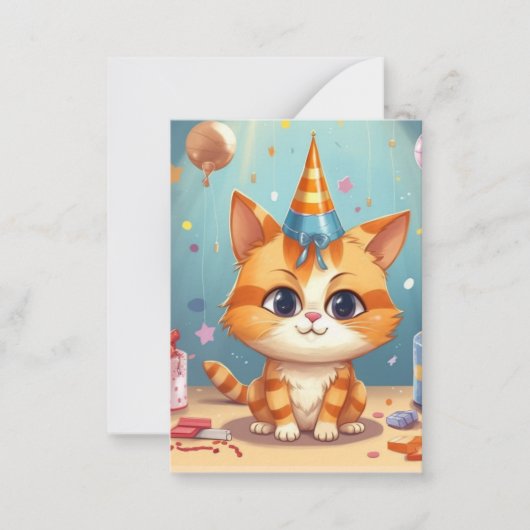 猫のテーマのデザイン ジンジャーの猫 かわいい ノートカード (正面)