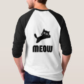 猫のデザインのフルスリーブTシャツ 白黒 Tシャツ (裏面)