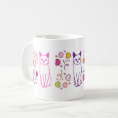猫のデザインのマグ コーヒーマグカップ (正面左)