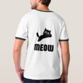 猫のデザインの白黒Tシャツ Tシャツ (裏面フル)
