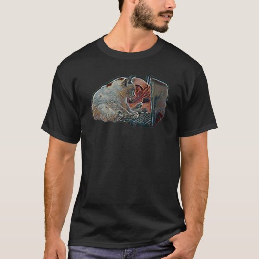 猫のデジタル抽象画 10 Tシャツ (正面)