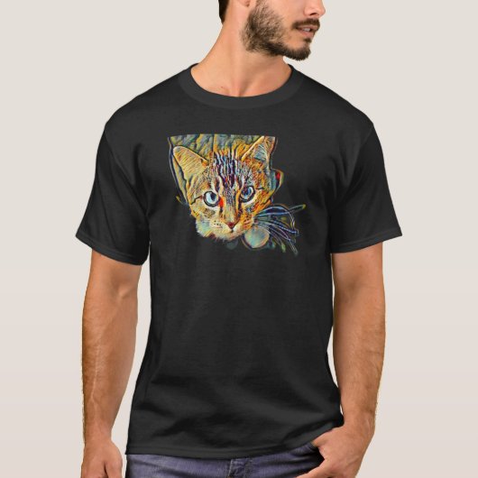 猫のデジタル抽象画 10 Tシャツ (正面)