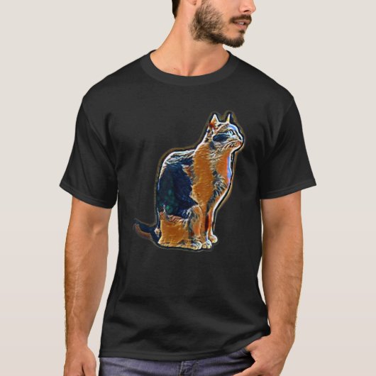 猫のデジタル抽象画 13 Tシャツ (正面)
