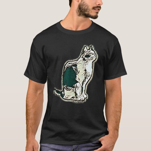 猫のデジタル抽象画 16 Tシャツ (正面)