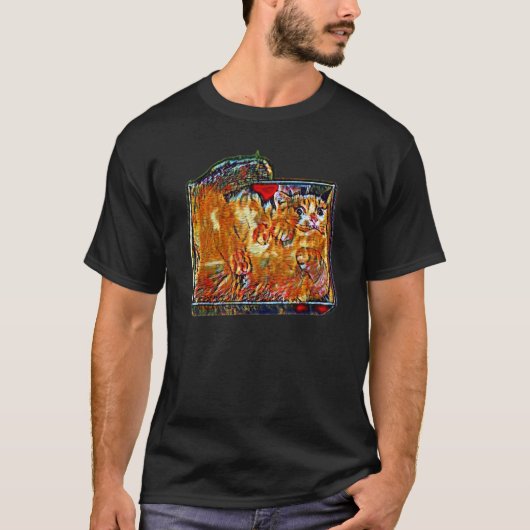 猫のデジタル抽象画 19 Tシャツ (正面)