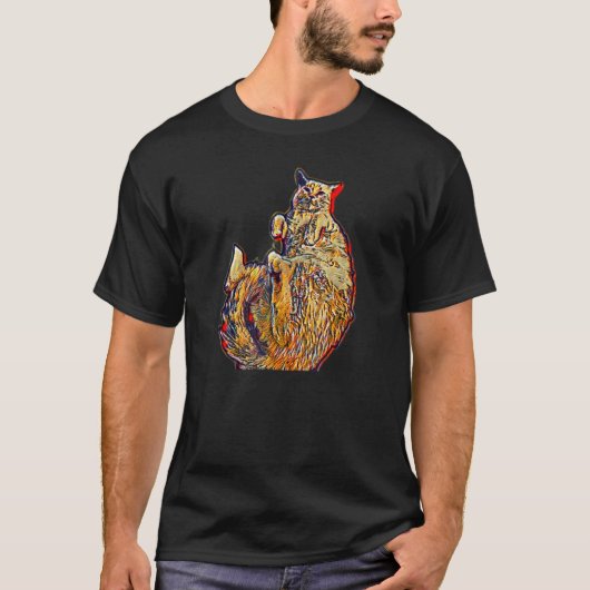 猫のデジタル抽象画 1 Tシャツ (正面)