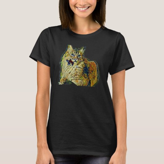 猫のデジタル抽象画 25 Tシャツ (正面)