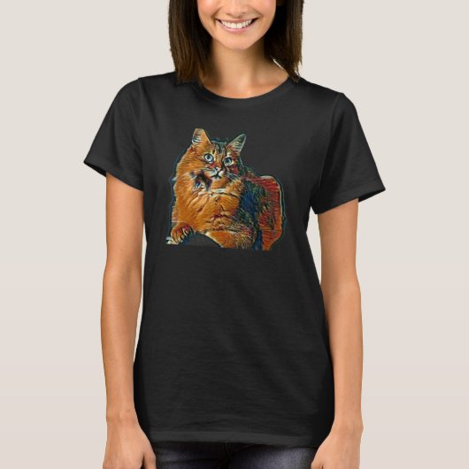猫のデジタル抽象画 26 Tシャツ (正面)