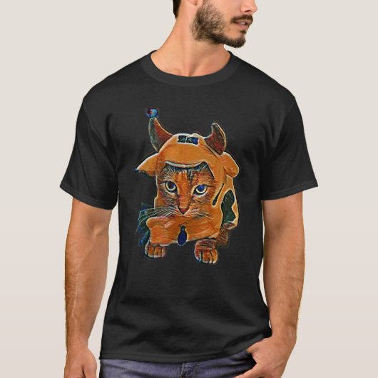 猫のデジタル抽象画 29 Tシャツ (正面)