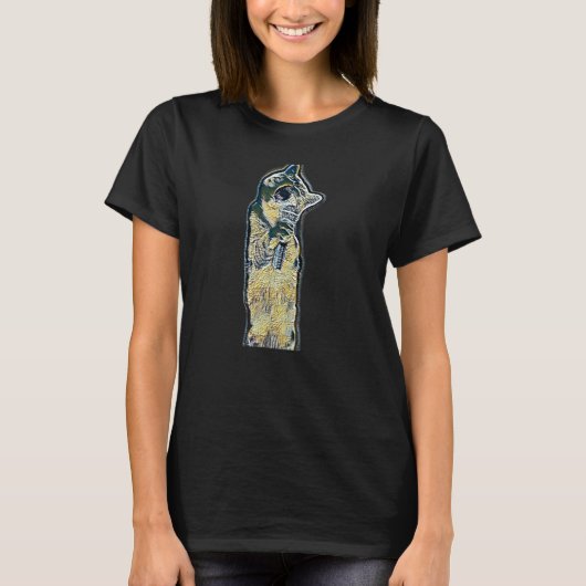 猫のデジタル抽象画 2 Tシャツ (正面)