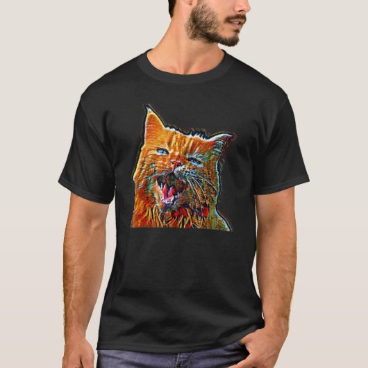 猫のデジタル抽象画 2 Tシャツ (正面)