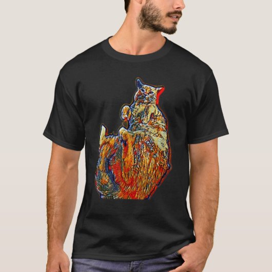 猫のデジタル抽象画 31 Tシャツ (正面)