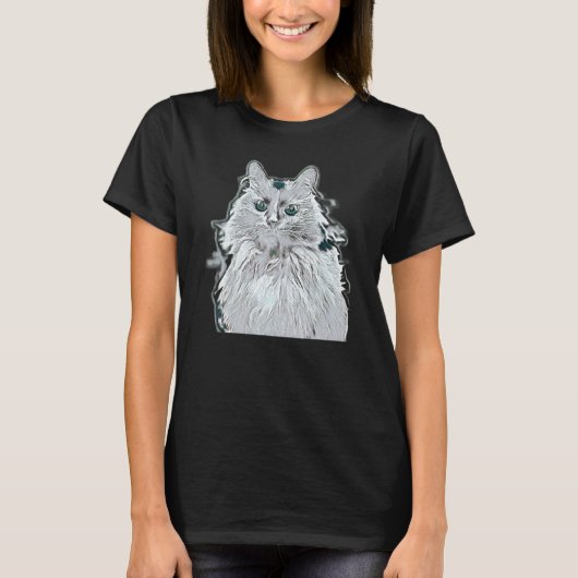 猫のデジタル抽象画 32 Tシャツ (正面)
