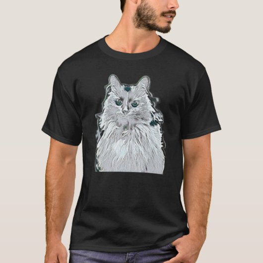 猫のデジタル抽象画 32 Tシャツ (正面)