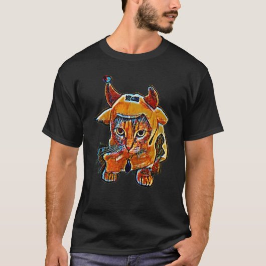 猫のデジタル抽象画 33 Tシャツ (正面)