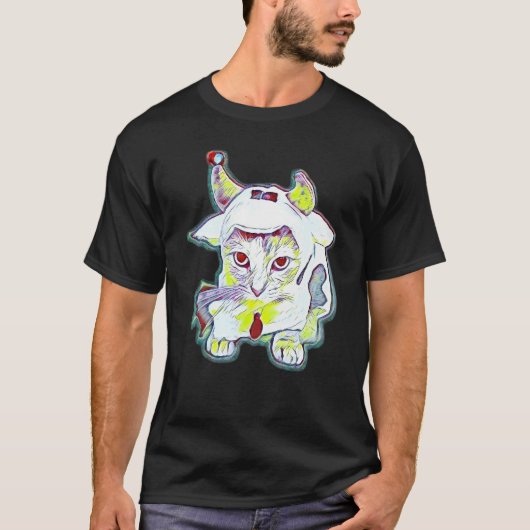 猫のデジタル抽象画 35 Tシャツ (正面)