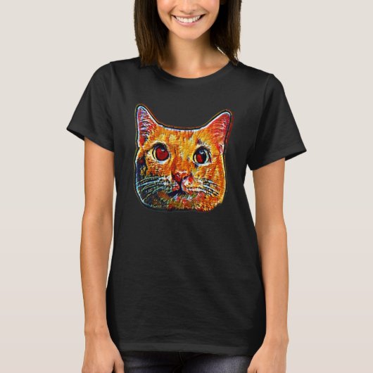 猫のデジタル抽象画 36 Tシャツ (正面)
