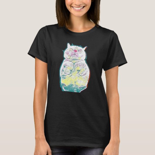 猫のデジタル抽象画 37 Tシャツ (正面)