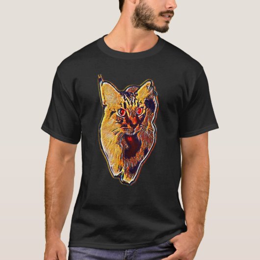 猫のデジタル抽象画 44 Tシャツ (正面)