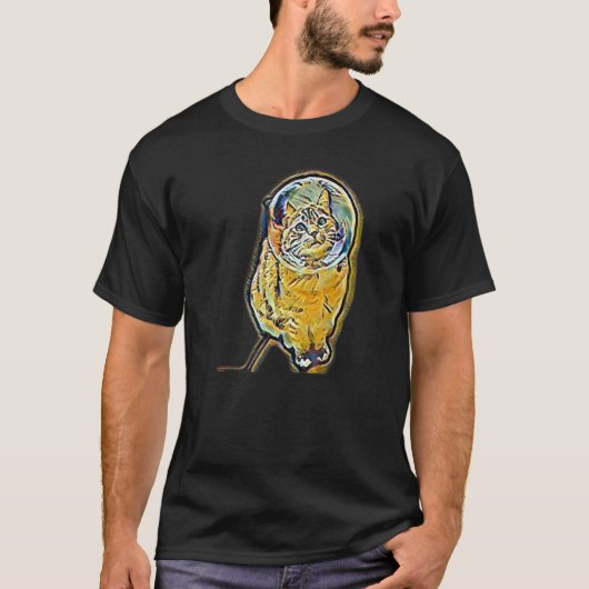 猫のデジタル抽象画 4 Tシャツ (正面)