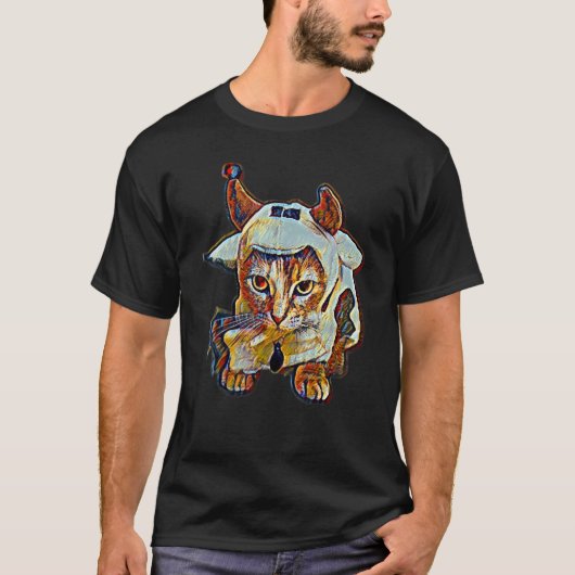 猫のデジタル抽象画 54 Tシャツ (正面)