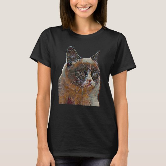 猫のデジタル抽象画 57 Tシャツ (正面)