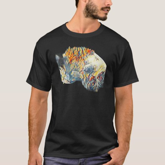 猫のデジタル抽象画 65 Tシャツ (正面)
