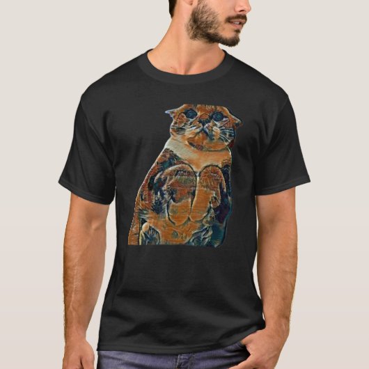 猫のデジタル抽象画 74 Tシャツ (正面)