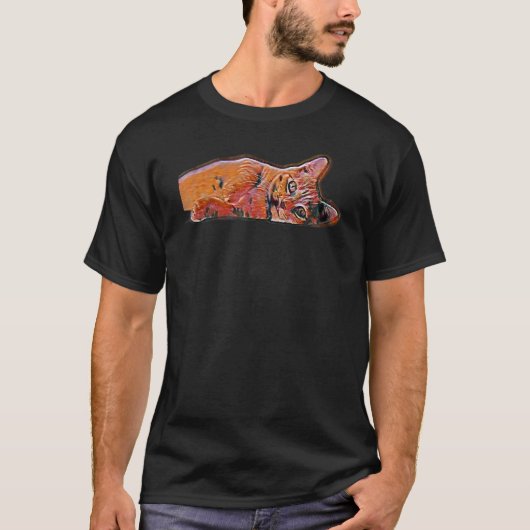 猫のデジタル抽象画 75 Tシャツ (正面)