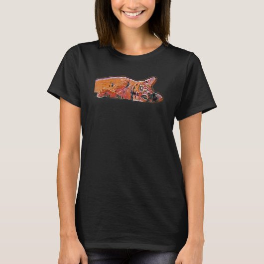猫のデジタル抽象画 75 Tシャツ (正面)