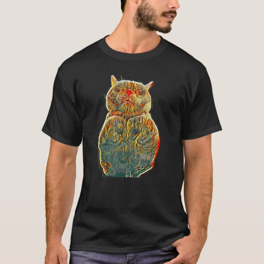 猫のデジタル抽象画 7 Tシャツ (正面)