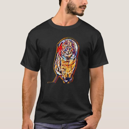 猫のデジタル抽象画 9 Tシャツ (正面)