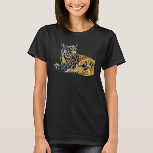猫のデジタル抽象画 9 Tシャツ (正面)