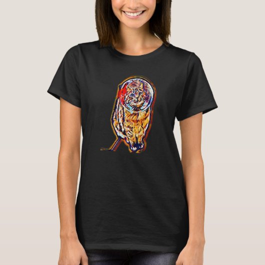 猫のデジタル抽象画 9 Tシャツ (正面)