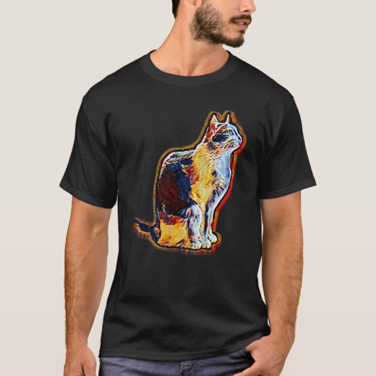 猫のデジタル抽象画 Tシャツ (正面)